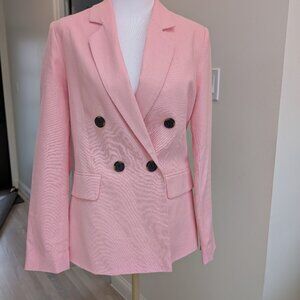 A Loves A Pink Linen Double Breasted Blazer Small